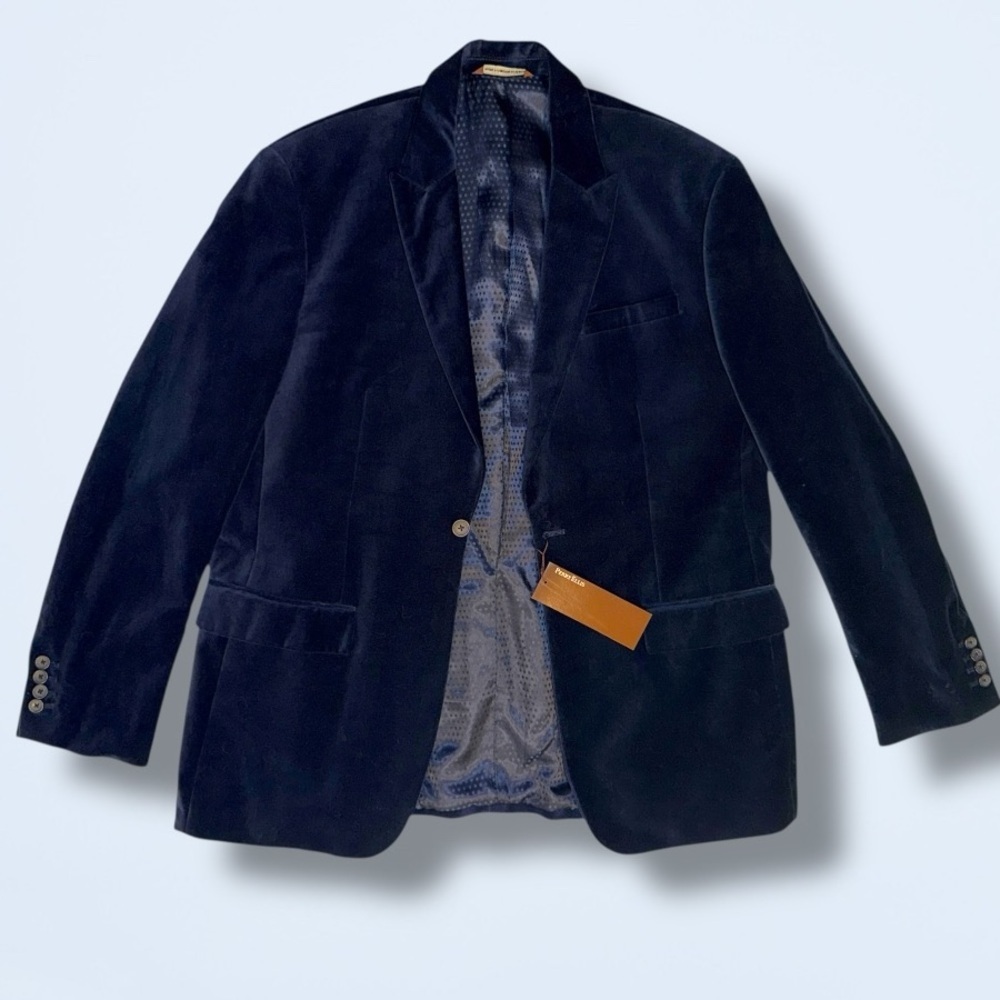 Perry Ellis Navy Velvet Blazer 44R NWT – Holiday Party Jacket
